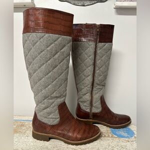 Sperry Top-Sider quilted leather riding boots in brown and gray. Women’s size7.5